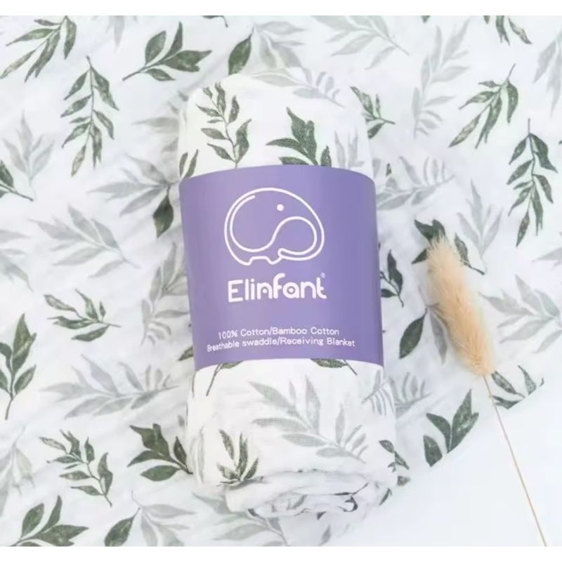 GENERICO - Muselina de algodón de bamboo para bebes y niños diseño hojas