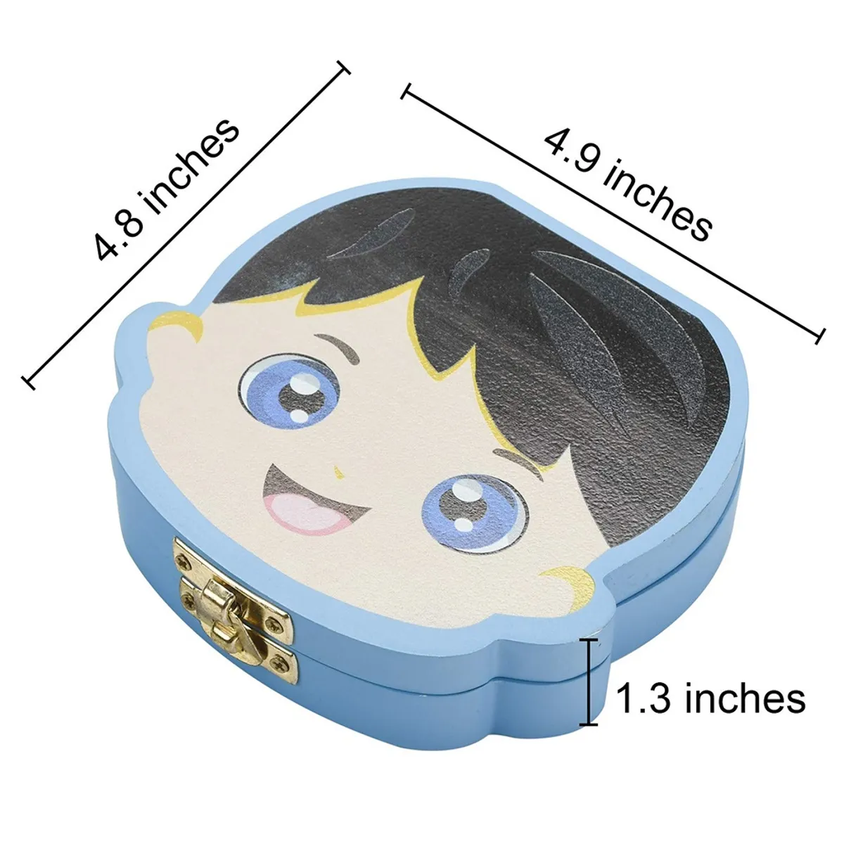 GENERICO - CAJA CELESTE DE MADERA PARA DIENTES DE BEBÉ