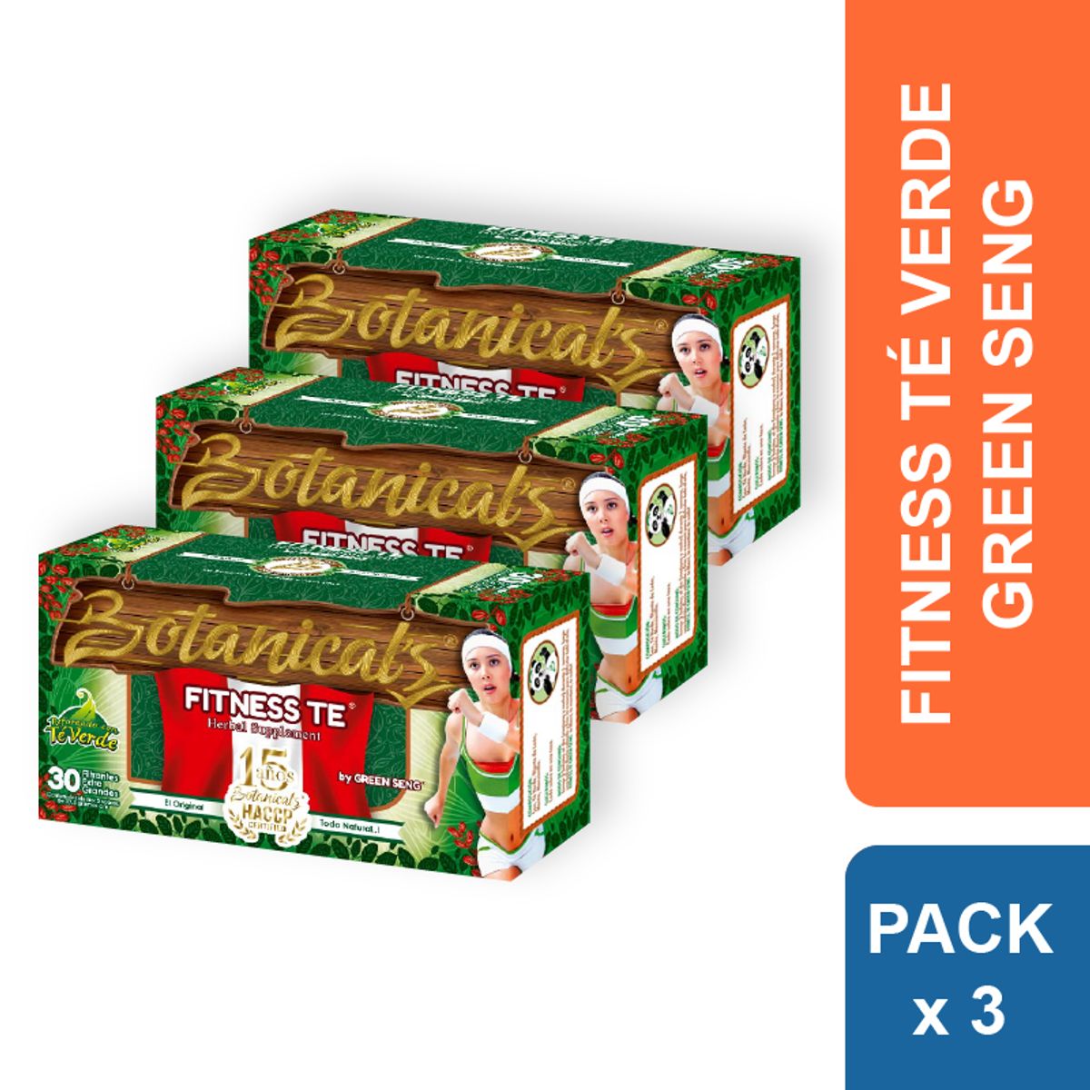 GENERICO - Fitness Té Verde Green Seng Sabor natural - 3 unidades