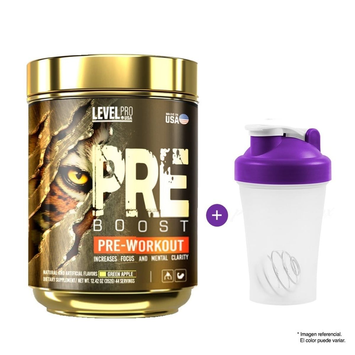 LEVEL PRO - Level Pro Pre- Entreno Pre Boost 352 gr Fruit Punch + Shaker