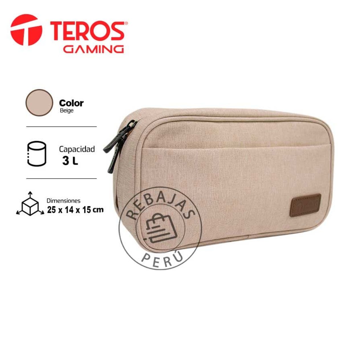 TEROS - Estuche Organizador TEROS TE-ACS9015 Beige 25x14x9cm 315L