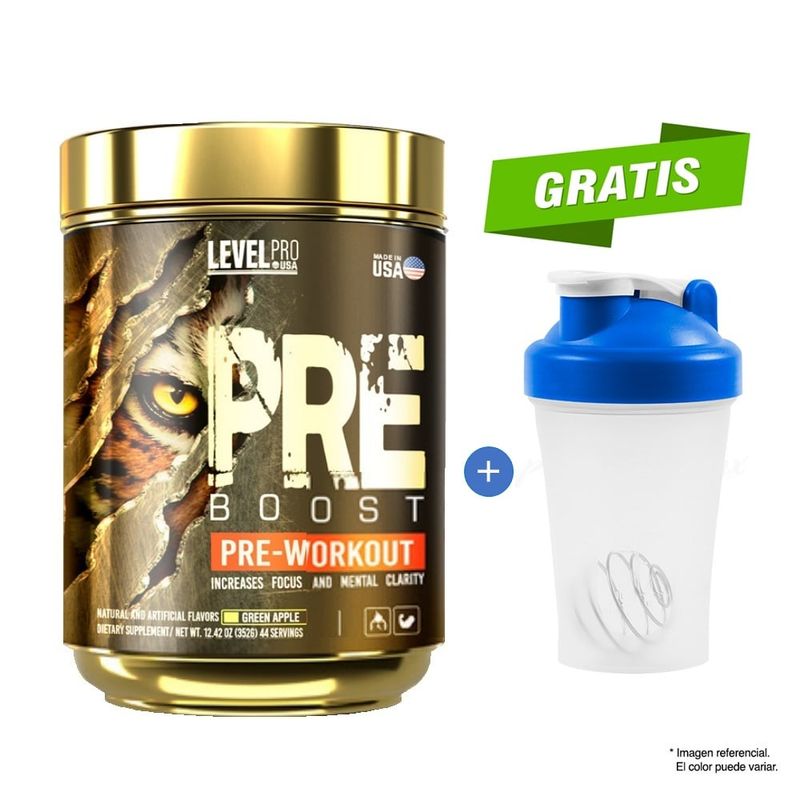 LEVEL PRO - PRE BOOST 352 GR FRUIT PUNCH LEVEL PRO Pre entreno + Shaker