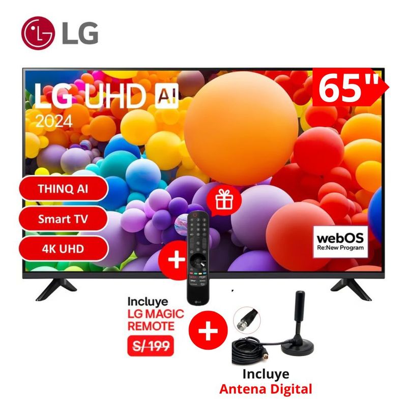 LG - TELEVISOR LG 65 THINQ AI WebOS 4K UHD 65UT7300+Control Magic+Antena Digital