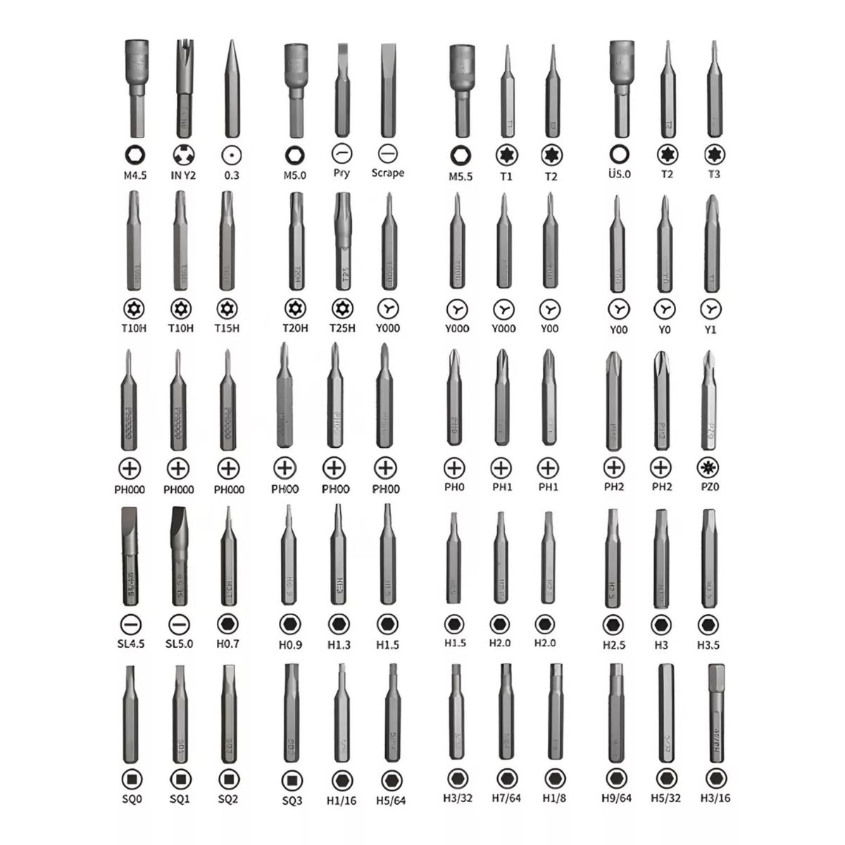 OEM - Kit de Destornilladores de Precisión 128 en 1 con Mango Magnético
