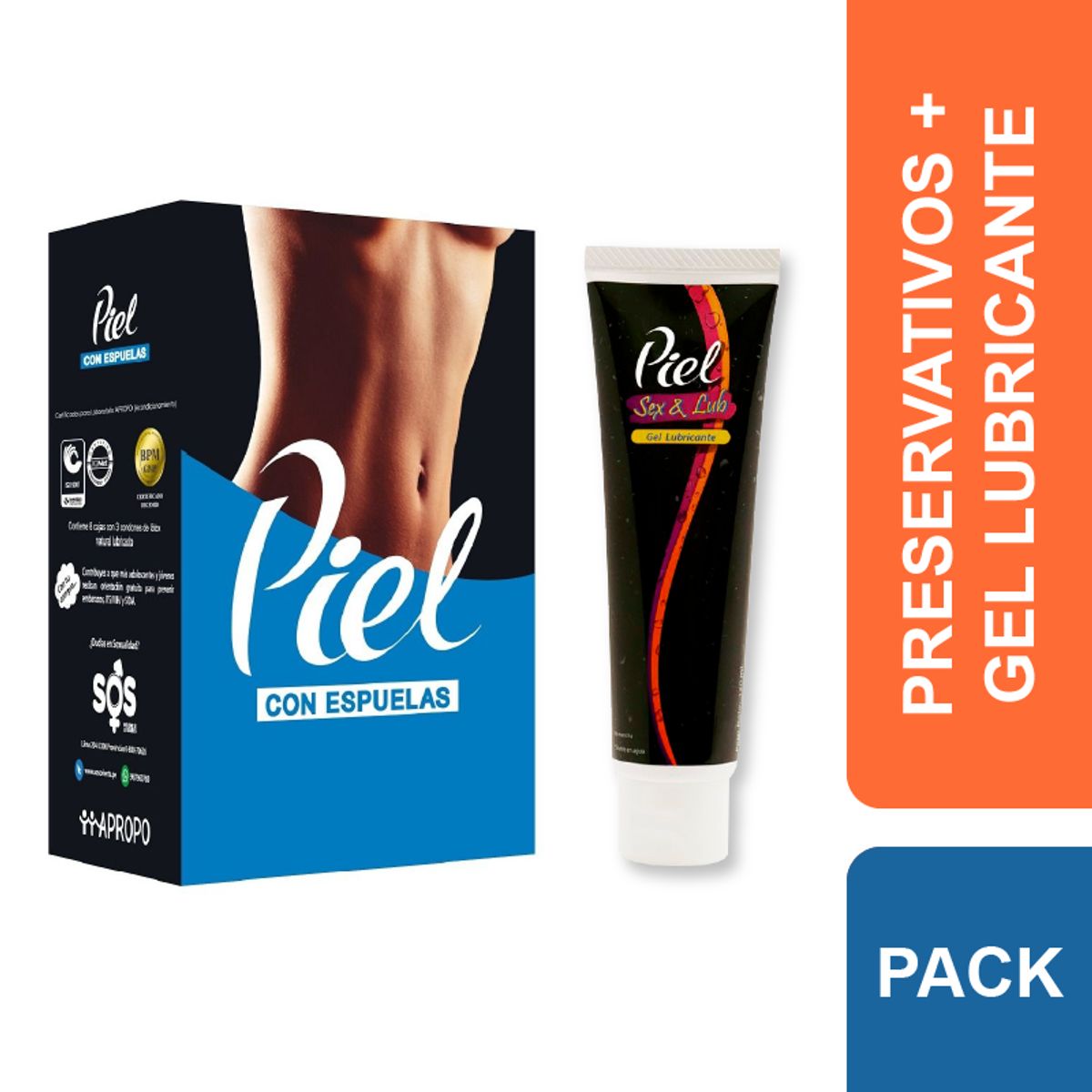 PIEL - Preservativos Piel con Espuelas + Gel Lubricante Sex & Lub