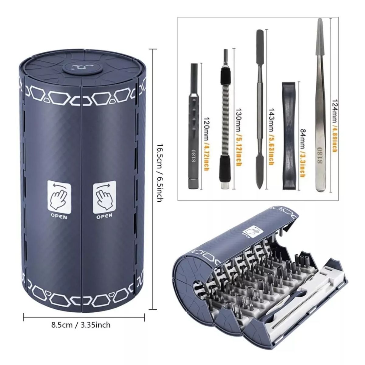 OEM - Kit de Destornilladores de Precisión 128 en 1 con Mango Magnético