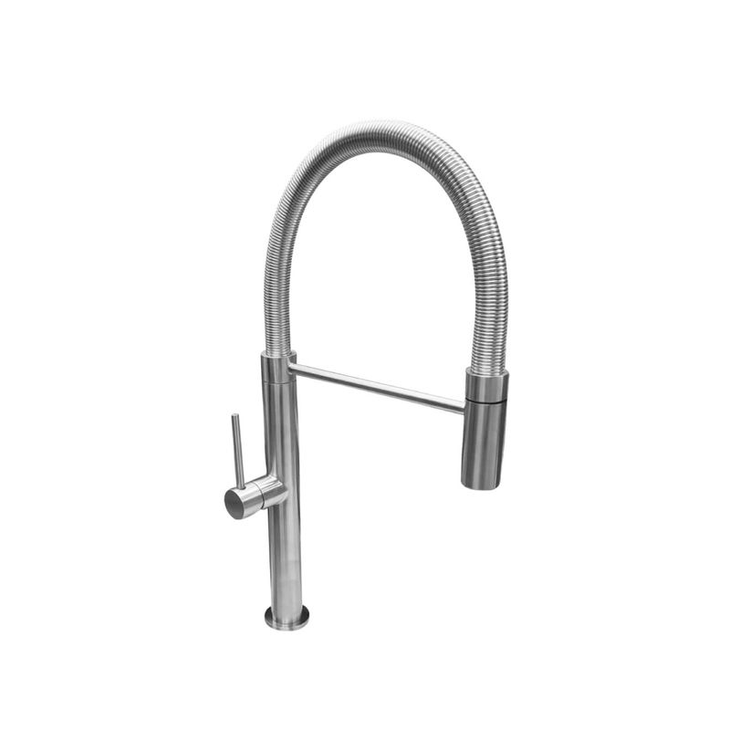 VAINSA - Monocomando lavadero bar linea inox con pico flexible resorte acabado cepillado