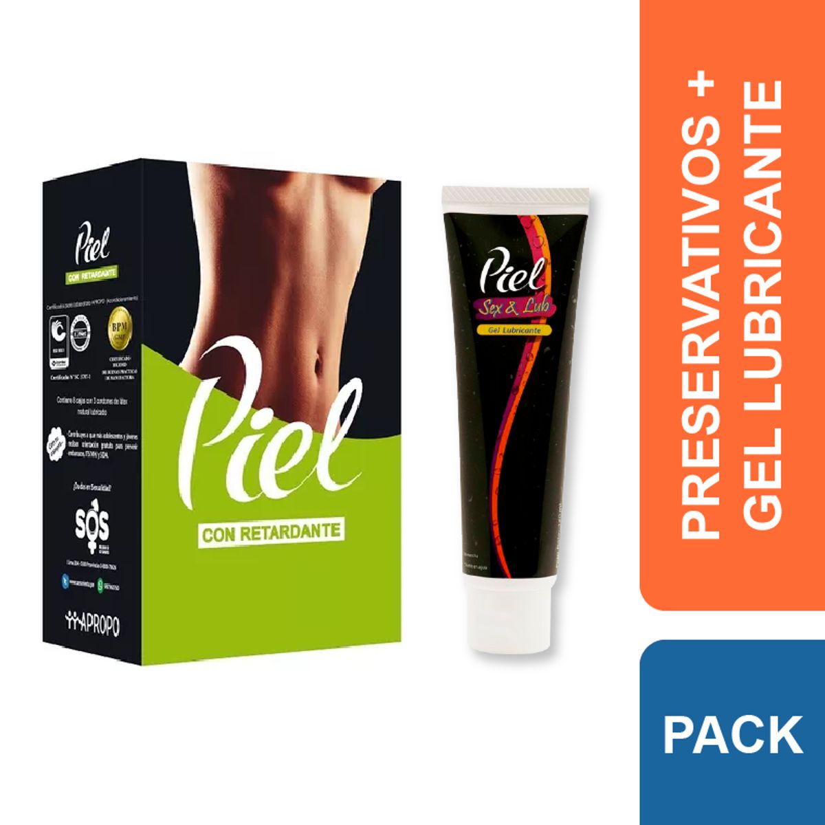 PIEL - Preservativos Piel Retardante + Gel Lubricante Sex & Lub