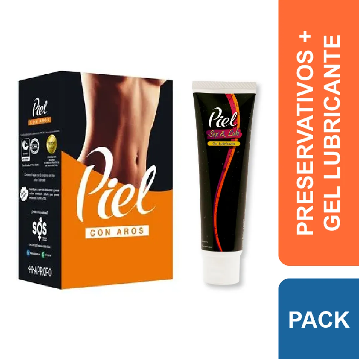 PIEL - Preservativos Piel Aros + Gel Lubricante Sex & Lub