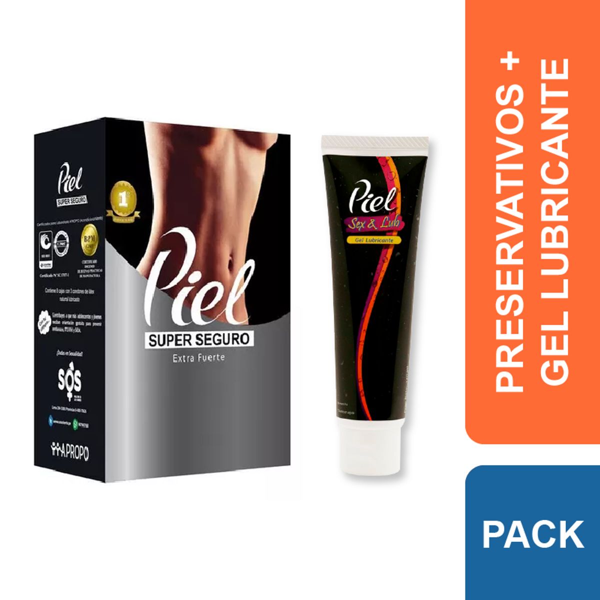 PIEL - Preservativos Piel Super Seguro + Gel Lubricante Sex & Lub