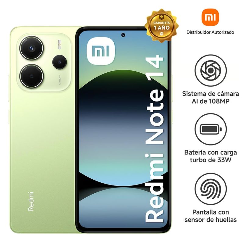 XIAOMI - Smartphone XIAOMI REDMI NOTE 14 8GB 256GB 108MP Verde lima