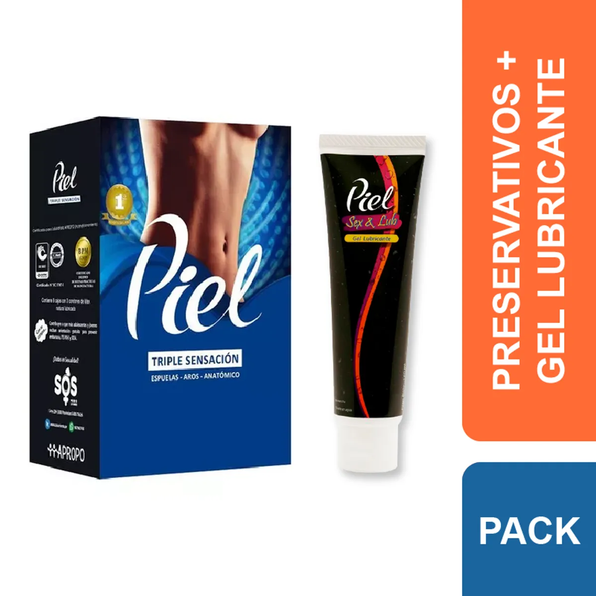 PIEL - Preservativos Piel Triple Sensación + Gel Lubricante