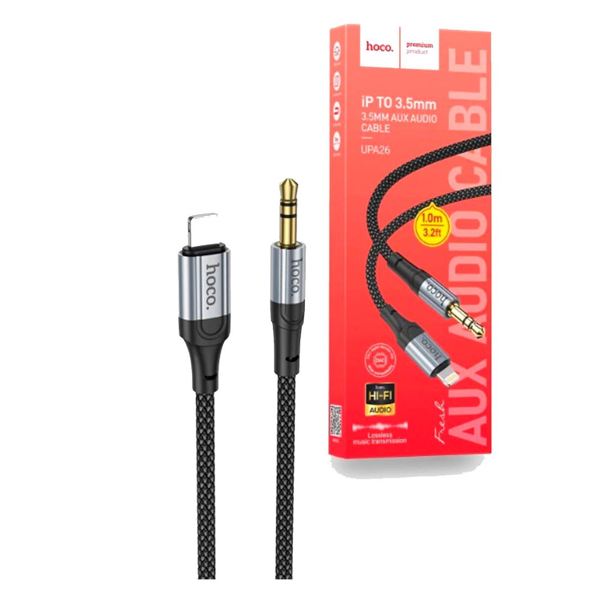 HOCO - Cable auxiliar Audio 3.5mm to Lightning  HOCO UPA26 Negro