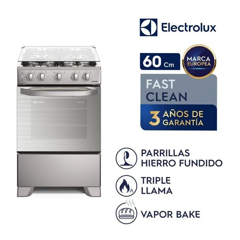 ELECTROLUX - Cocina Electrolux 4 Quemadores Triple Llama Silver FE4PMR