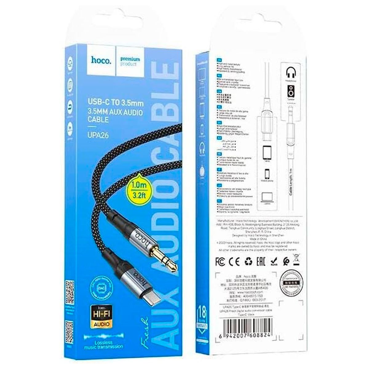 HOCO - Cable auxiliar Audio 35mm to Type-C HOCO UPA26 Negro