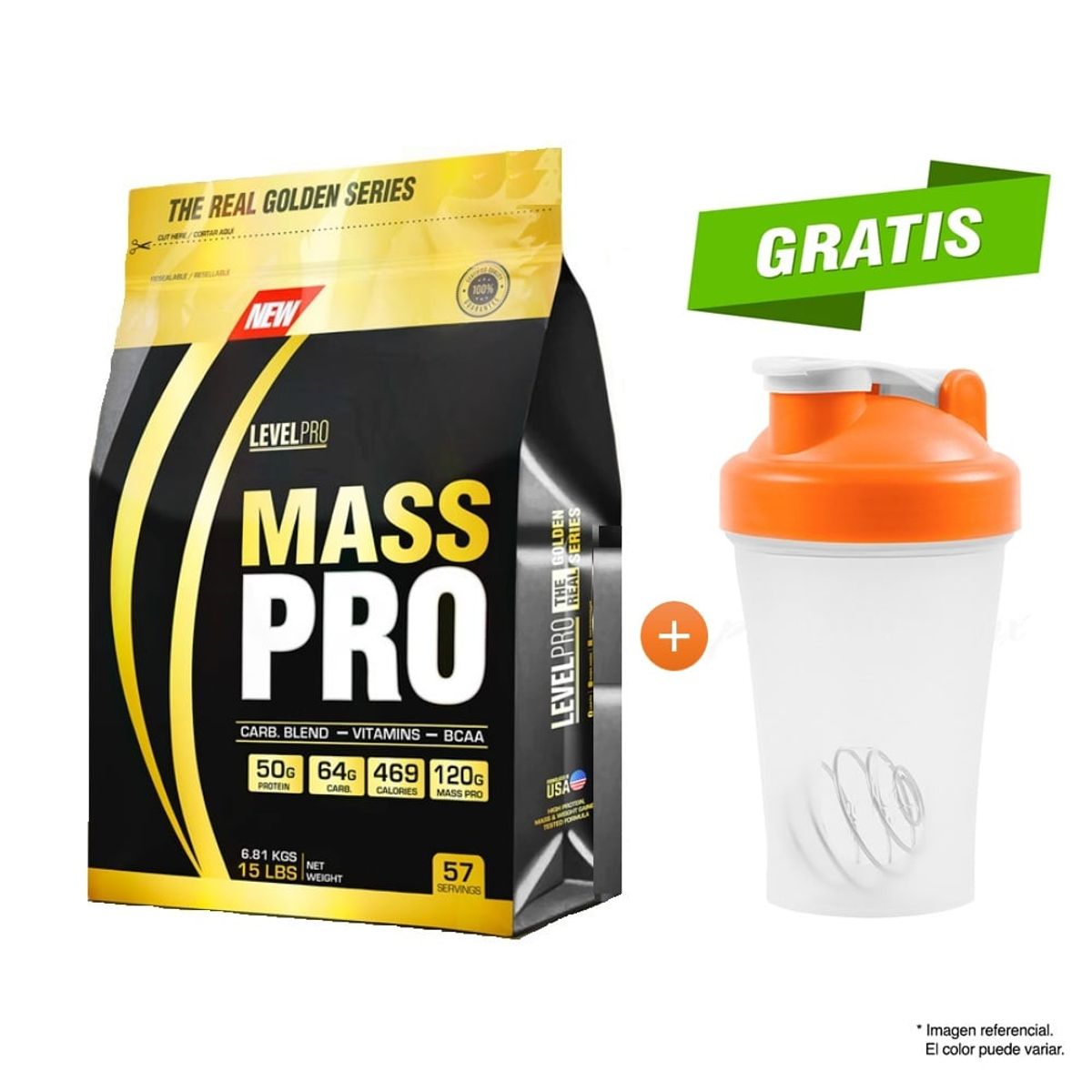 LEVEL PRO - Level Pro Proteína Mass Pro 15 lbs Chocolate + shaker
