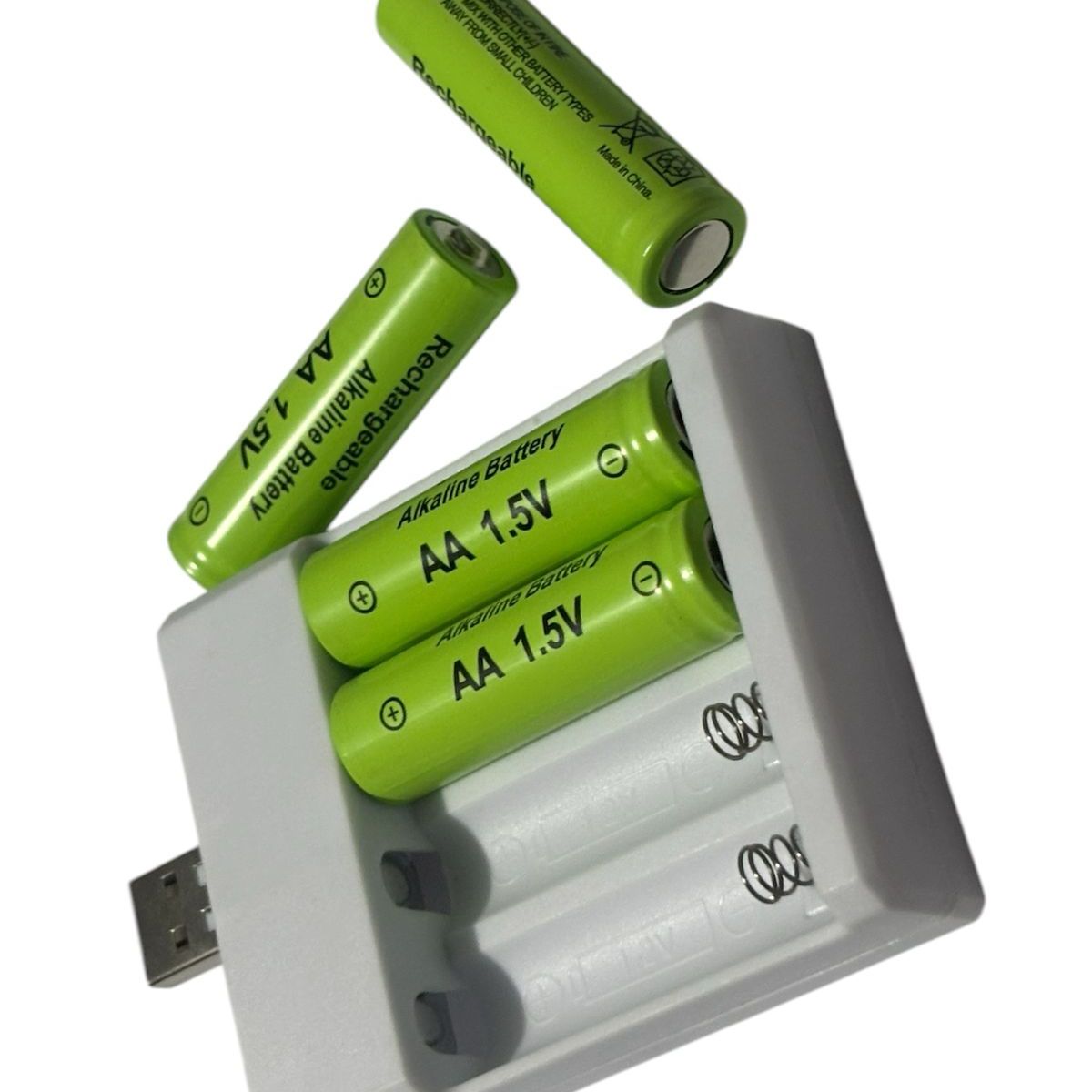 GENERICO - PILAS BATERIAS RECARGABLES DOBLE AA CON CARGADOR