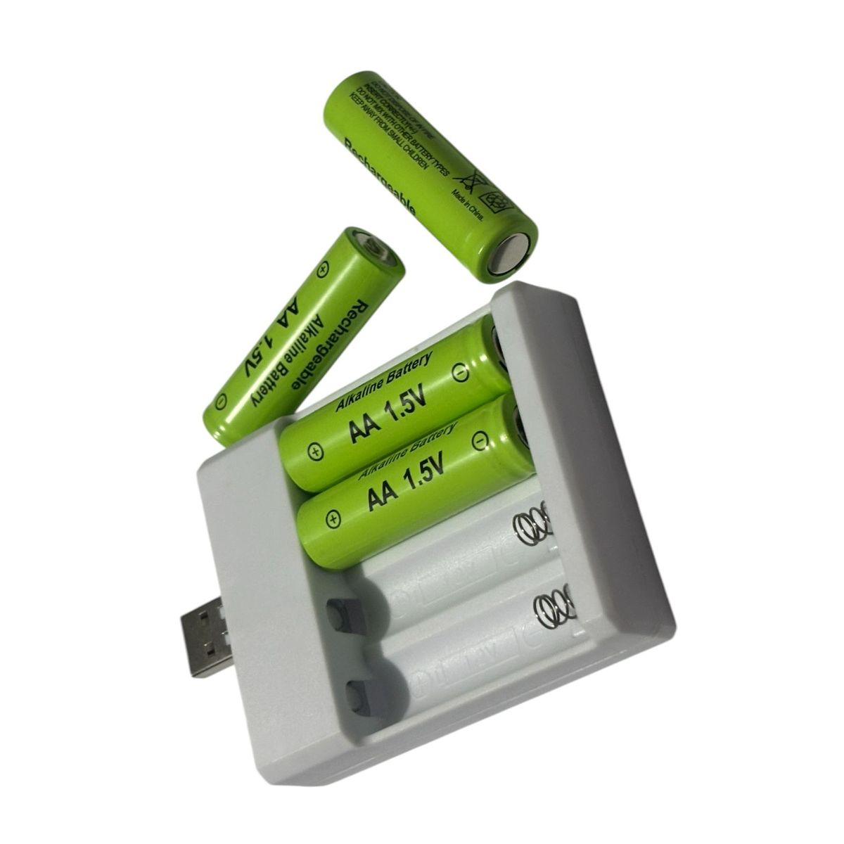 GENERICO - PILAS BATERIAS RECARGABLES DOBLE AA CON CARGADOR