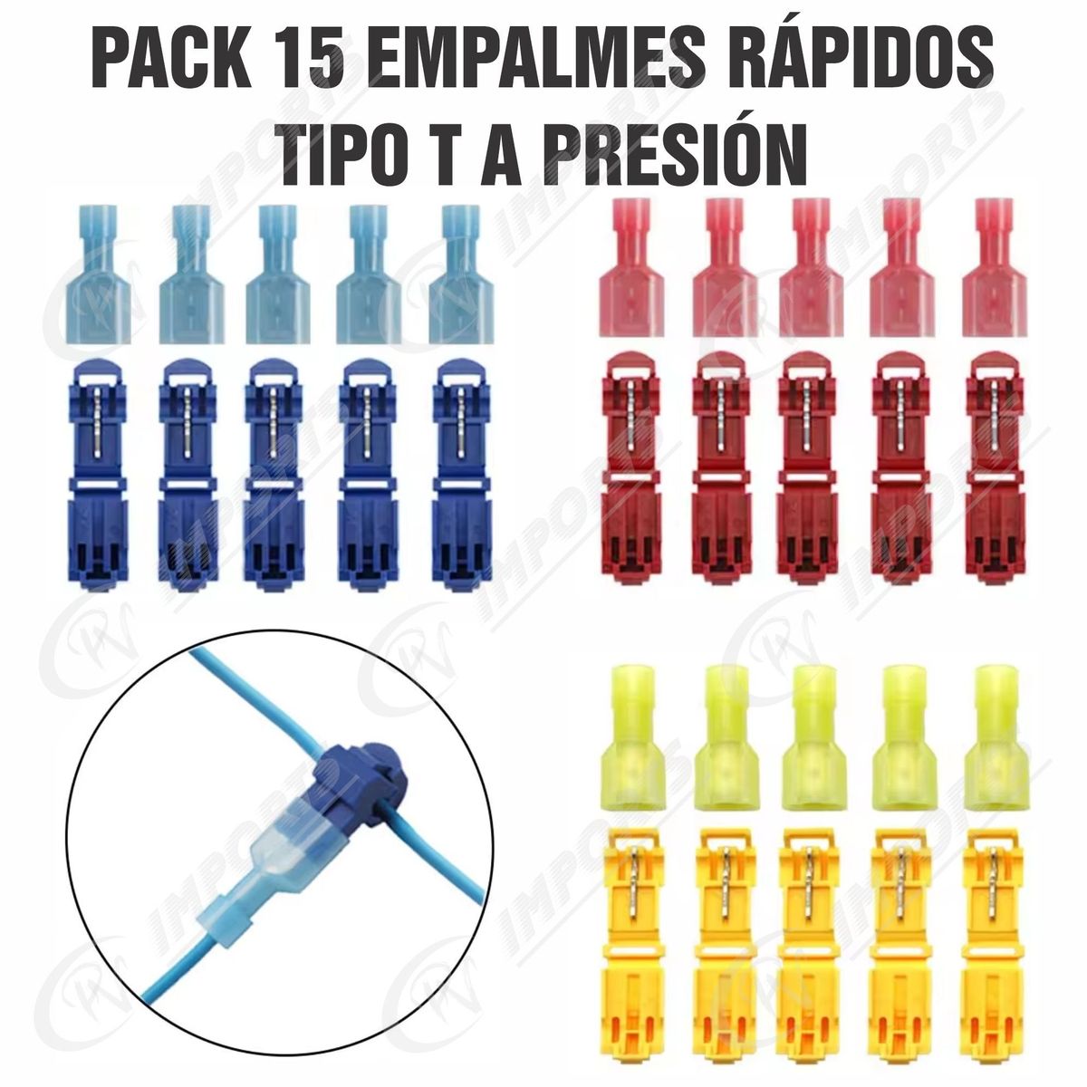 GENERICO - Pack 15 Empalme Rápido Tipo T de 10A 15A y 20A Protección y Seguridad