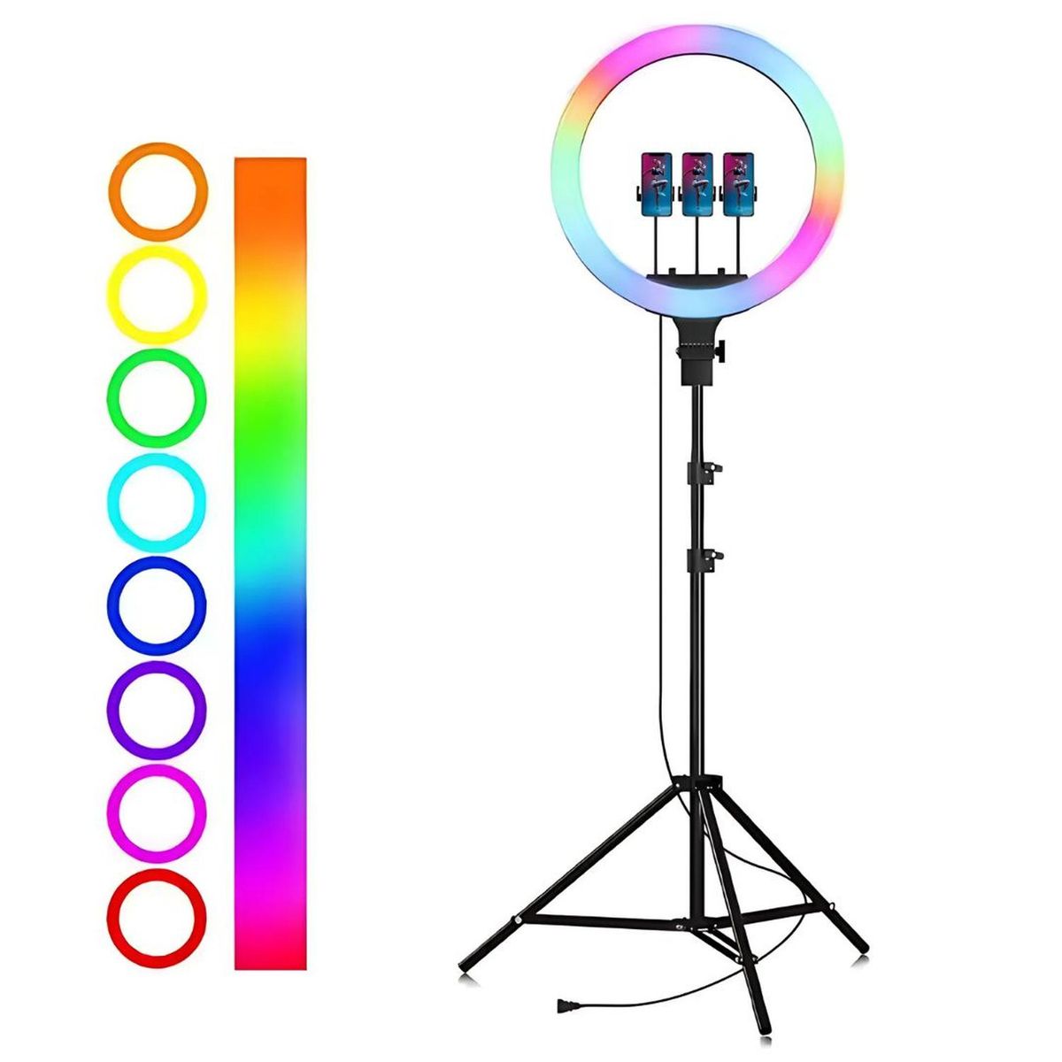 GENERICO - Aro de luz LED RGB de 56 cm Lámpara Táctil + Trípode + Control Remoto