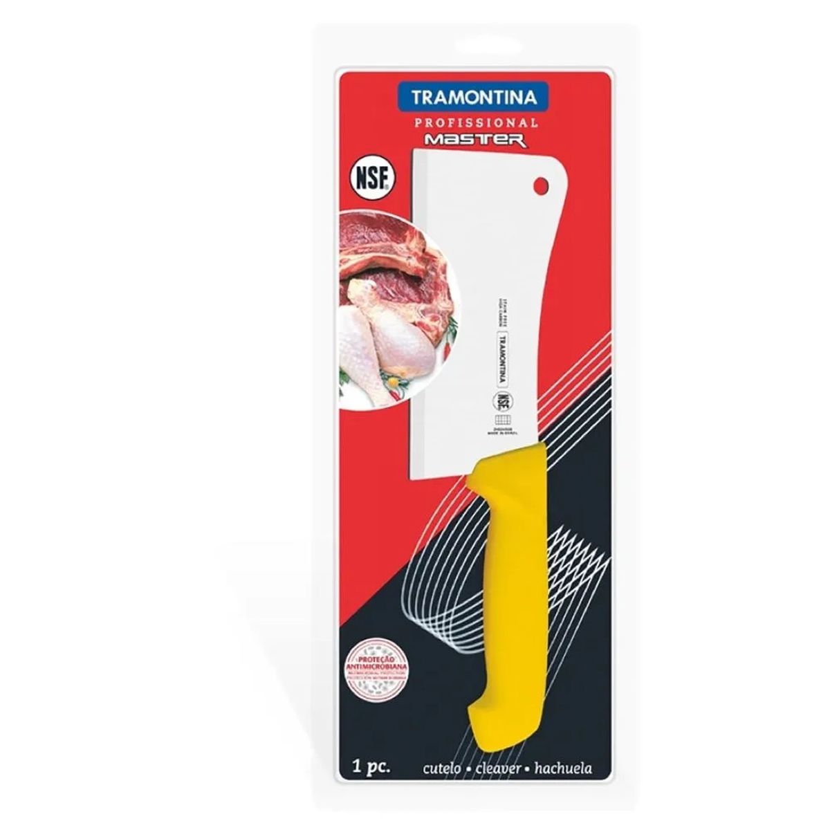 TRAMONTINA - HACHA DE COCINA PROFESIONAL DE 6 PULGADAS TRAMONTINA MANGO AMARILLO