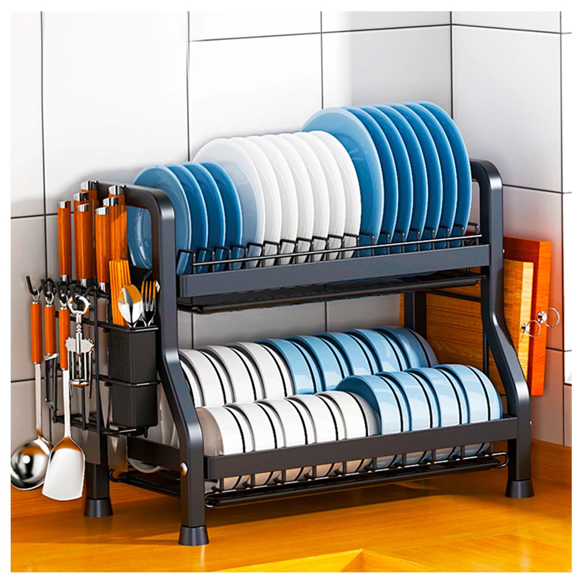 GENERICO - Secador Escurridor de Platos de 2 niveles Moderno Organizador