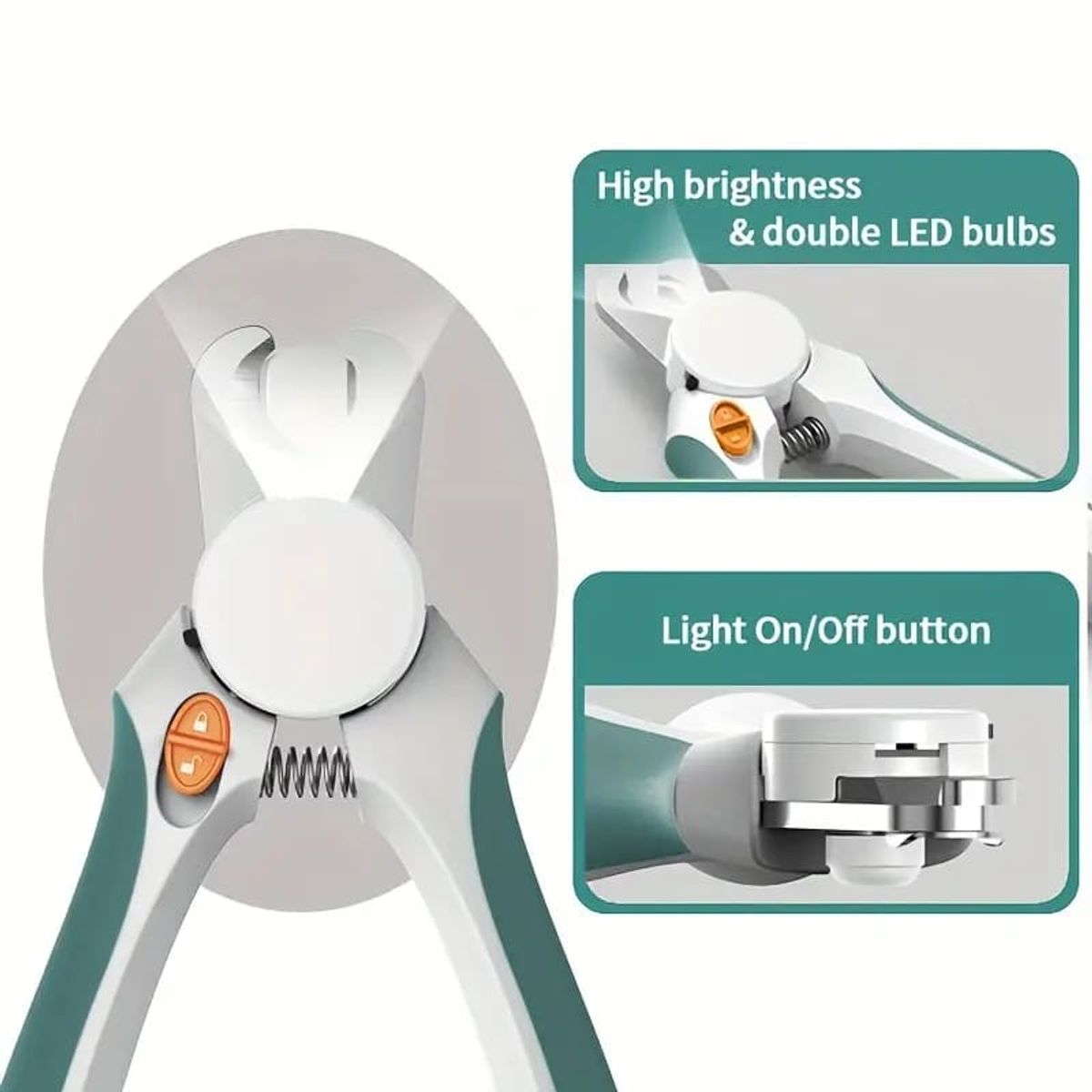 MEGIMPERU - Cortaúñas para Mascotas con Luz LED y Protector de Seguridad