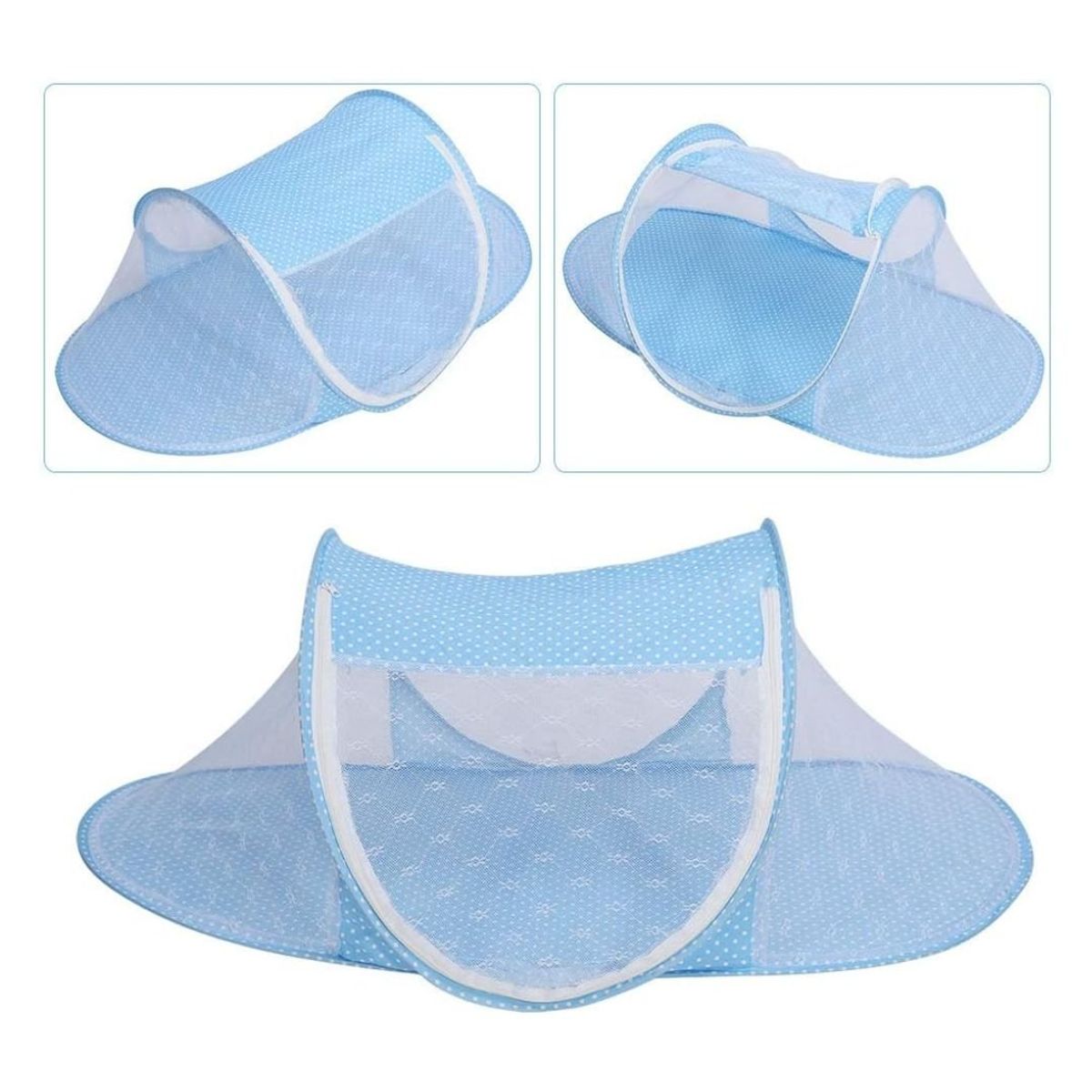 GENERICO - Mosquitero Portátil y Plegable Celeste para Cuna