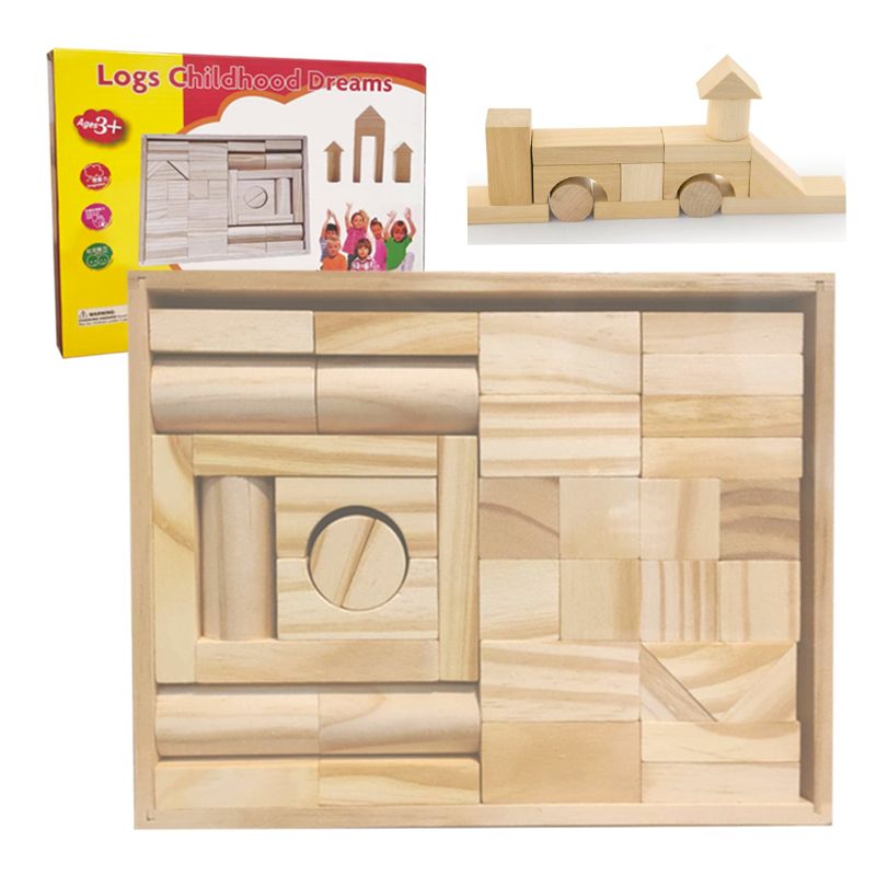 GENERICO - Bloques de Construccion Madera Natural 38 pzas.