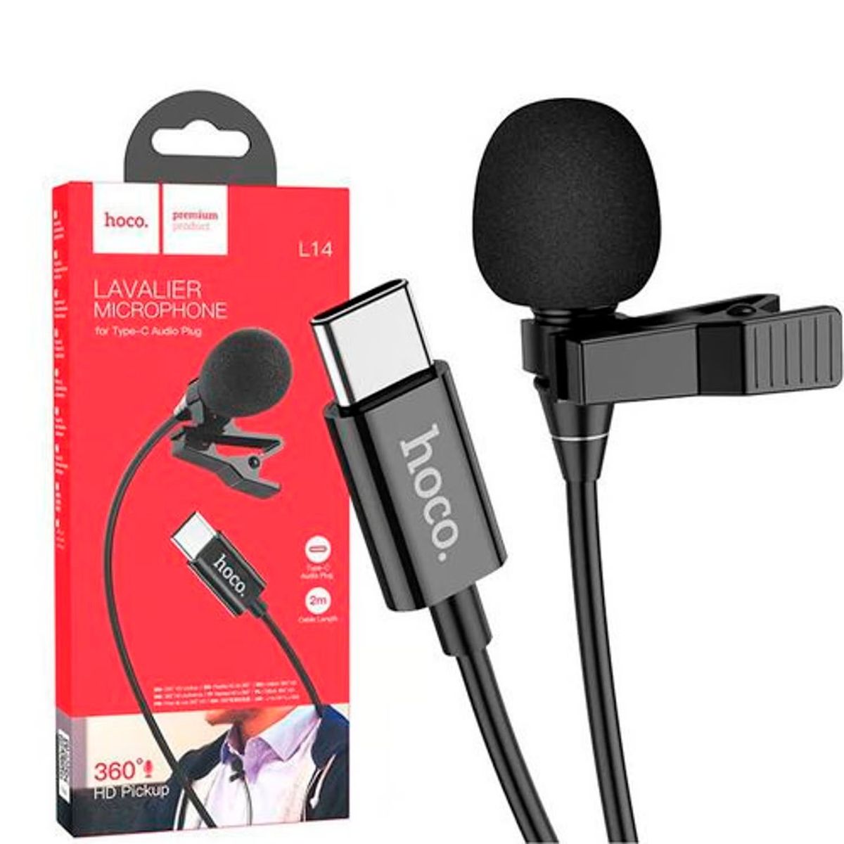 HOCO - Micrófono Solapero Tipo-C 2 Metros Hoco L14