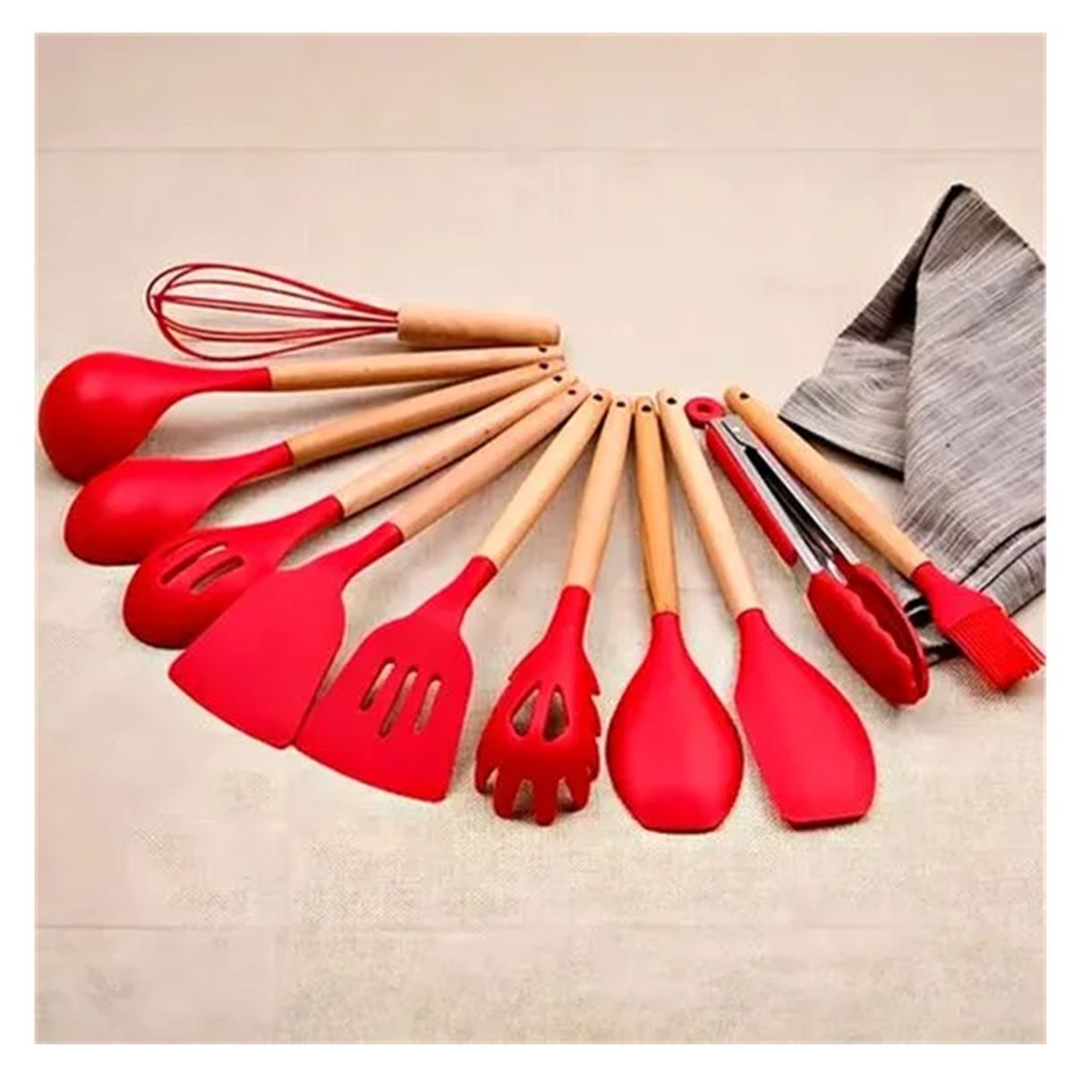 ICHIMATSU - JUEGO DE UTENSILIOS DE SILICONA DE 12 PIEZAS ROJO ICHIMATSU
