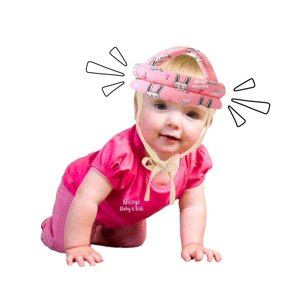 GENERICO - Casco Protector Antigolpes Seguridad de Bebés Conejita Rosa
