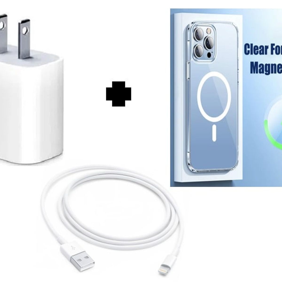 SMART - PACK Cargador 20W + Cable USB a Lightning + Funda Magnetica 14 PRO