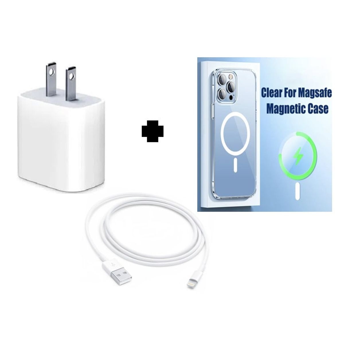 SMART - PACK Cargador 20W + Cable USB a Lightning + Funda Magnetica 14 PRO