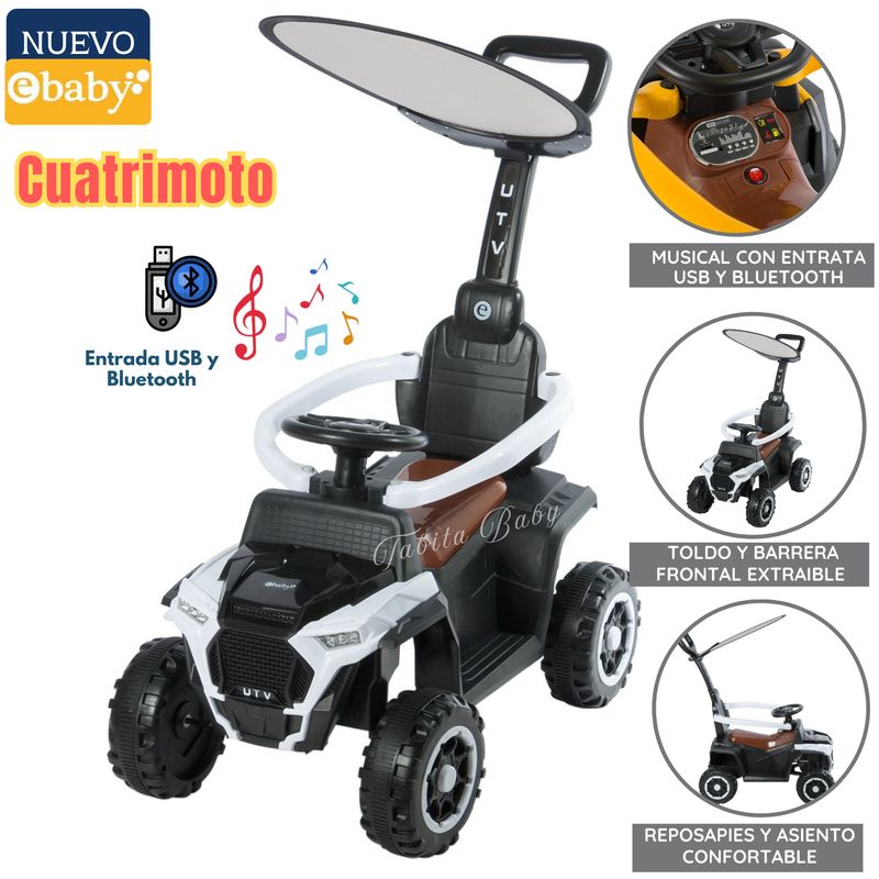 EBABY - Carrito Musical con Luces y Sombrilla Blanco