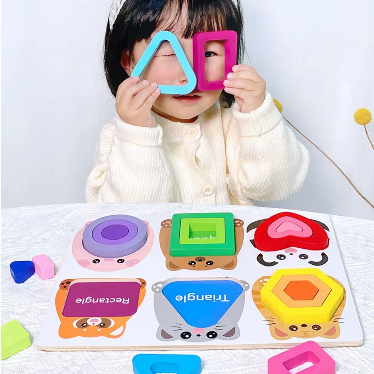 GENERICO - Rompecabezas de Figuras Geometricas en Madera