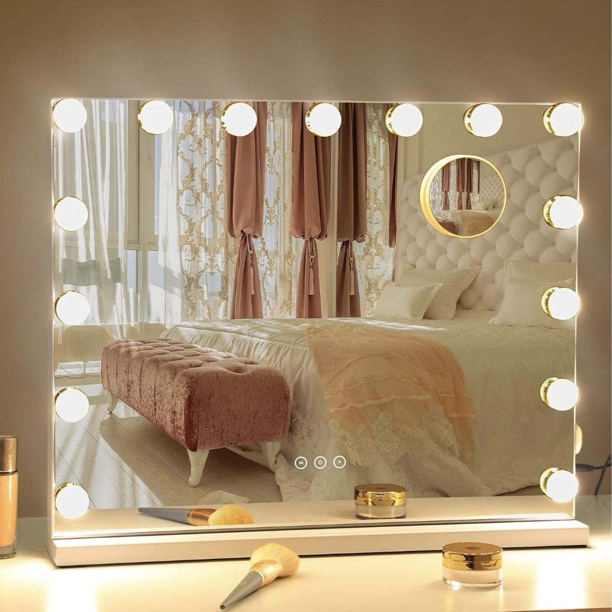 GENERICO - Espejo de Maquillaje con Luces LED iluminado Táctiles 58x46cm Blanco