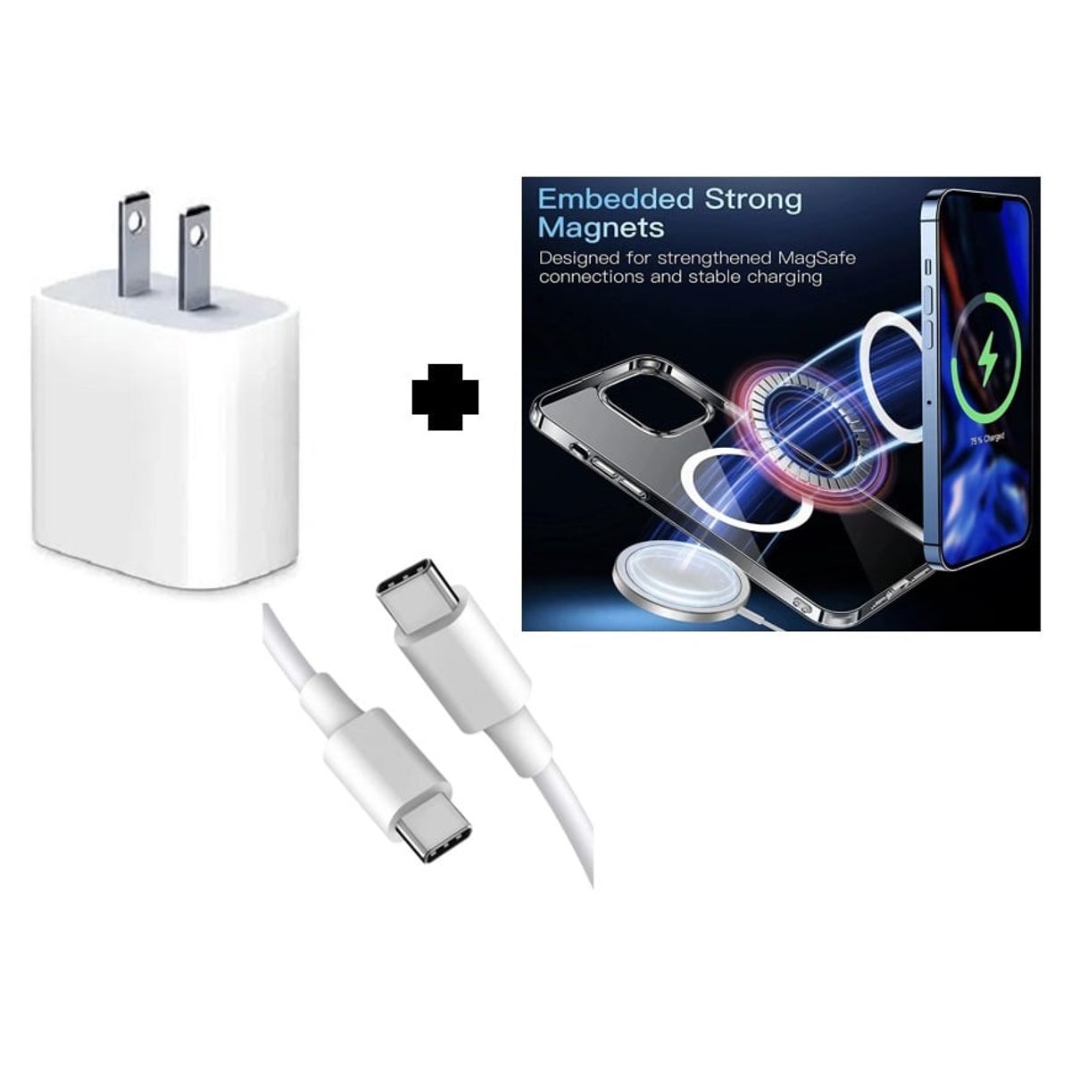 SMART - PACK Cargador 20W + Cable USB-C a USB-C + Funda Magnetica modelo 14