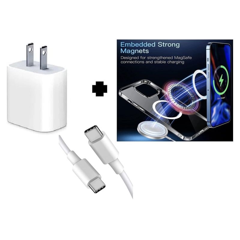 SMART - PACK Cargador 20W + Cable USB-C a USB-C + Funda Magnetica modelo 14
