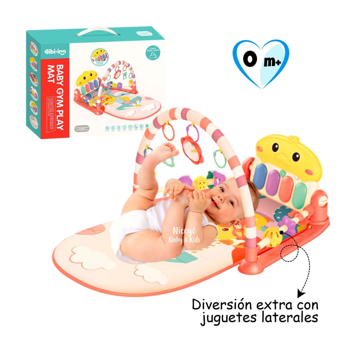 BIBI - Juguete Gimnasio con Piano Musical y Luces Patito Coral