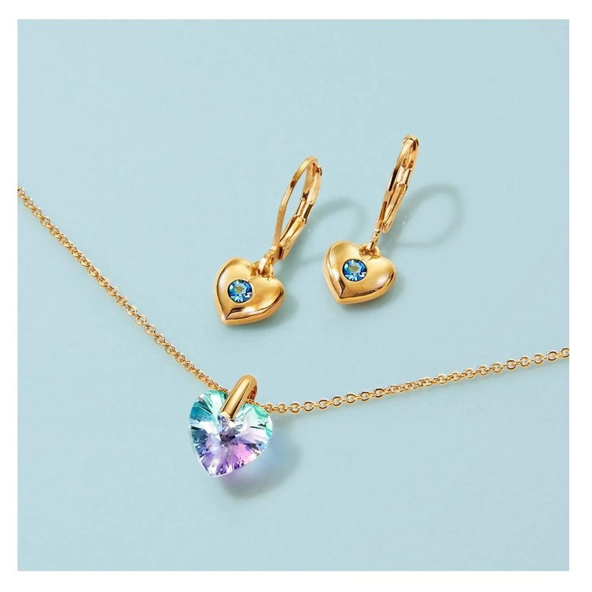 ESIKA - Set Celestial HEART - Lindo Juego Collar y Aretes dorados para Niñas