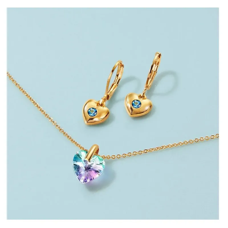 ESIKA - Set Celestial HEART - Lindo Juego Collar y Aretes dorados para Niñas