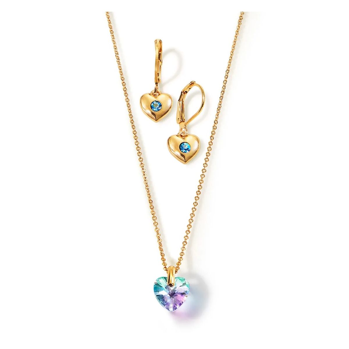 ESIKA - Set Celestial HEART - Lindo Juego Collar y Aretes dorados para Niñas