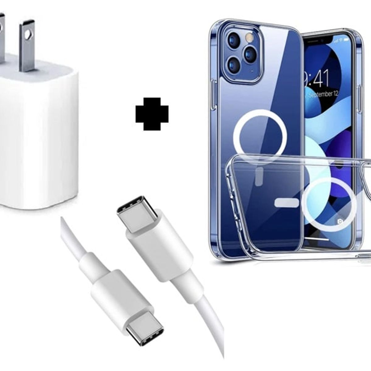 SMART - PACK Cargador 20W + Cable USB-C a USB-C + Funda Magnetica 13 PRO MAX