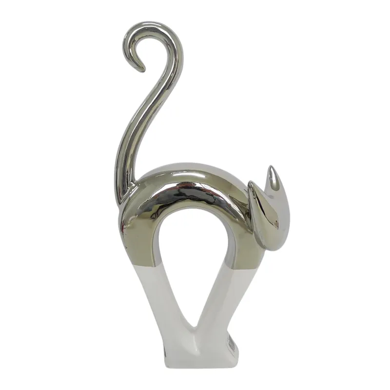 GENERICO - Adorno Gato Cromo Decor 12x12x20 cm