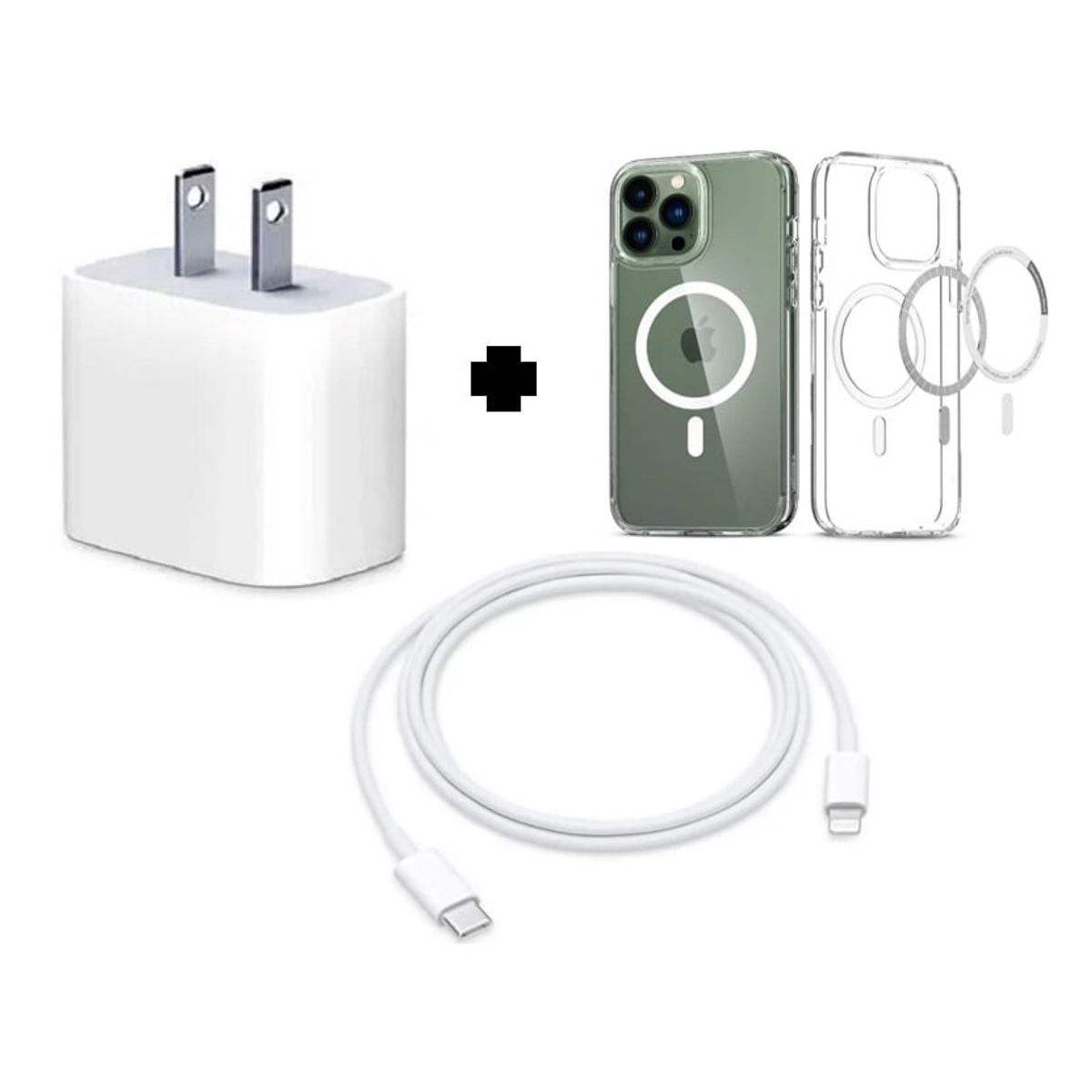 SMART - PACK Cargador 20W + Cable USB-C Lightning + Funda Magnetica 14PRO MAX