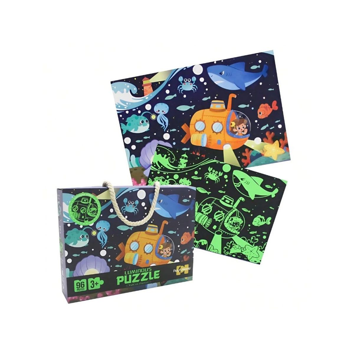 GENERICO - Rompecabezas Mundo Marino que Brilla en la Oscuridad 96Pzs