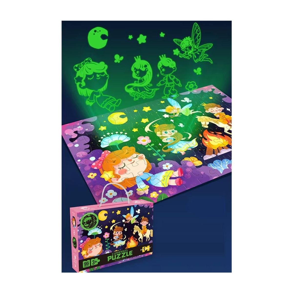 GENERICO - Rompecabezas Hadas que Brillan en la Oscuridad 96Pzs