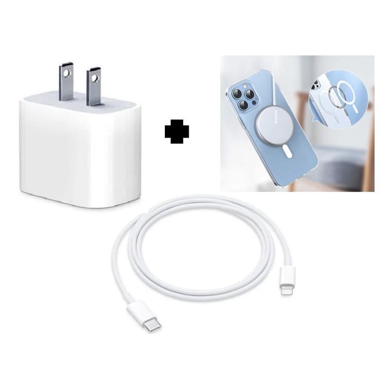 SMART - PACK Cargador 20W + 1M USB-C Lightning + Carcasa magnetica 13 pro max