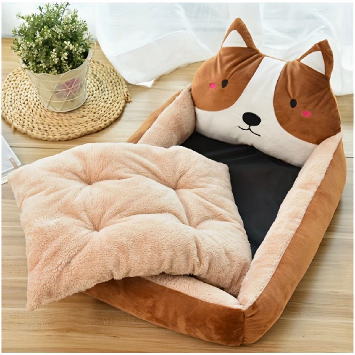 GENERICO - CAMA MASCOTA ZORRITO MARRÓN XL